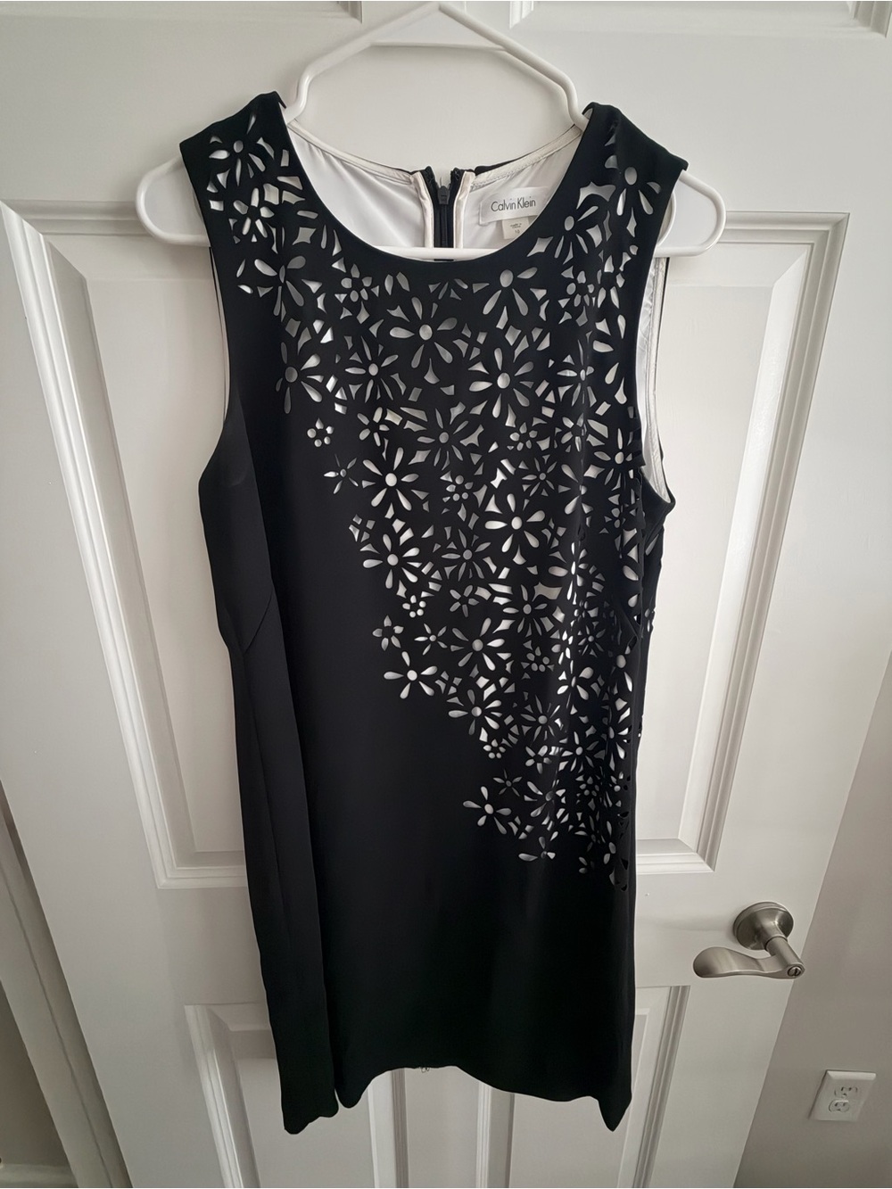 Calvin Klein Black Laser-Cut Floral Sheath Dress